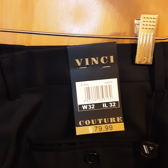 Vinci Couture W32 IL32 mens navy blue dress pants - Picture 3 of 7